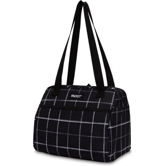 Freezable Insulated Lunch Bag with Shoulder Strap Reusable Cooler Tote Black - Picture 7 of 7